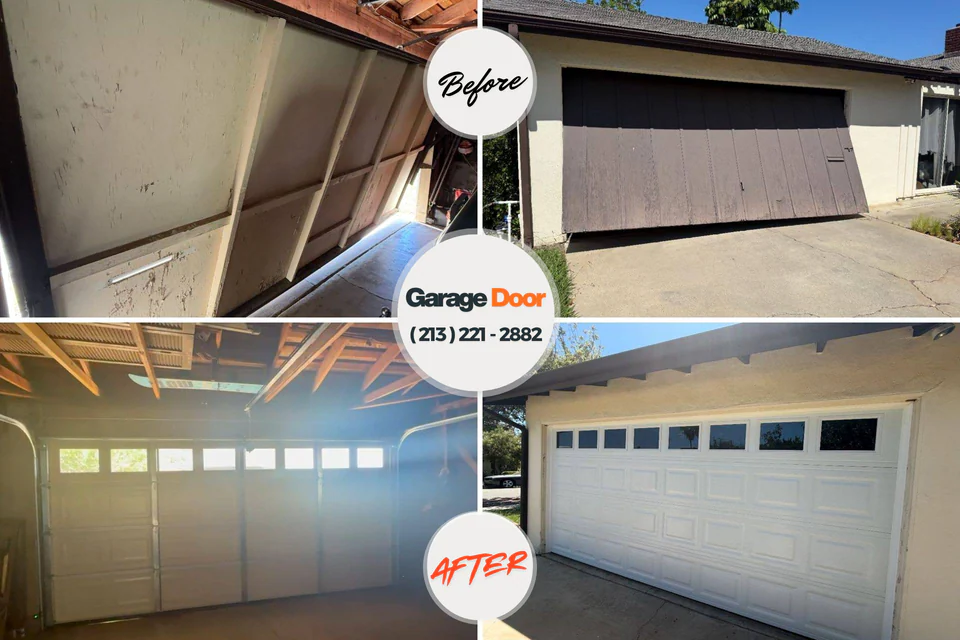 Before and after: garage door repair Heritage Pines, FL